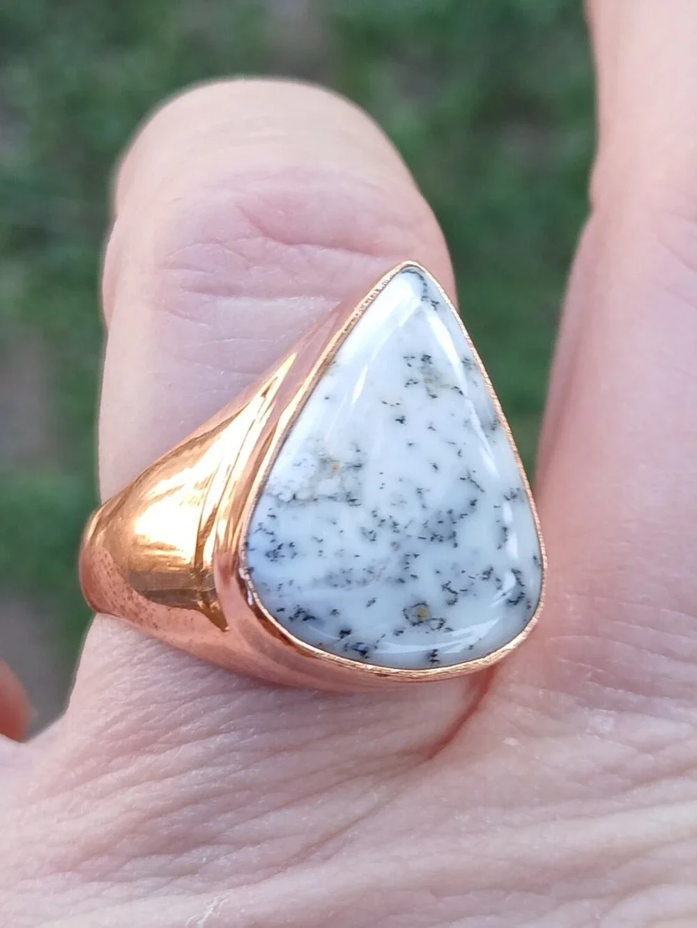 New Men's Dendritic Opal Copper Ring.